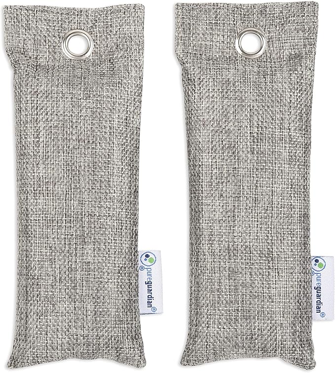 PureGuardian CB075 Bamboo Charcoal Air Purifying Bags, Eco-Friendly, Naturally Absorbs Odors, Excess Moisture and Pollutants, 2-pack - 75g each, Gray