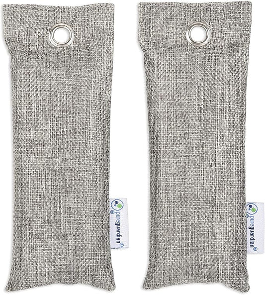 PureGuardian CB075 Bamboo Charcoal Air Purifying Bags, Eco-Friendly, Naturally Absorbs Odors, Excess Moisture and Pollutants, 2-pack - 75g each, Gray