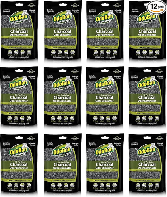 OdoBan Air Purifying Charcoal Natural Odor Eliminator, Non-Toxic Formula, Made in the USA, Fragrance Free, 10 Gram Bags, 72 Total