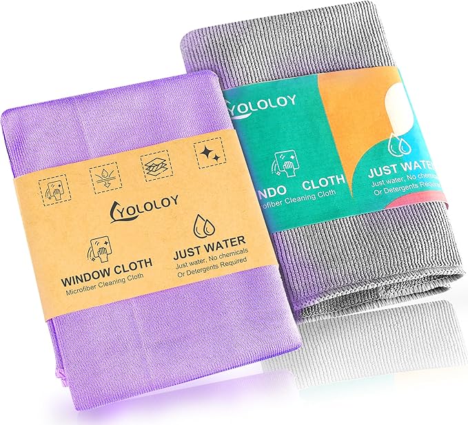 Window & Enviro Cleaning Cloth Kit (Purple & Grey) - Streak-Free With Just Water, Purple Window Cloth Cleans Smooth Surfaces, While Grey Cloth Is Suitable For Most Items. Reusable & Machine Washable.