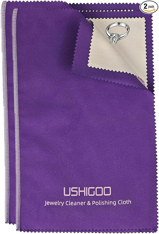Jewelry Cleaning & Polishing Cloth,2Pcs Sterling Silver Gold Platinum Tarnish Remover,Non-Toxic Eco Friendly,Jewelry Cleaner Cloth for Ring,Earring,Watch and Coins Care