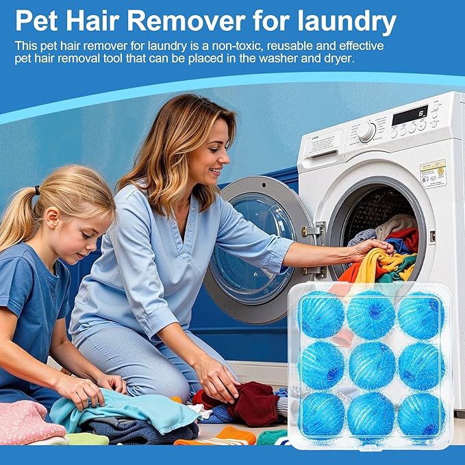 18PCS Pet Hair Remover for Laundry, Laundry Balls for Dog & Cat Reusable, Suitable for Washing Machines, Dryers, Easy Home Solution for Removing Pet Hair Catcher for Clothes, Bedding