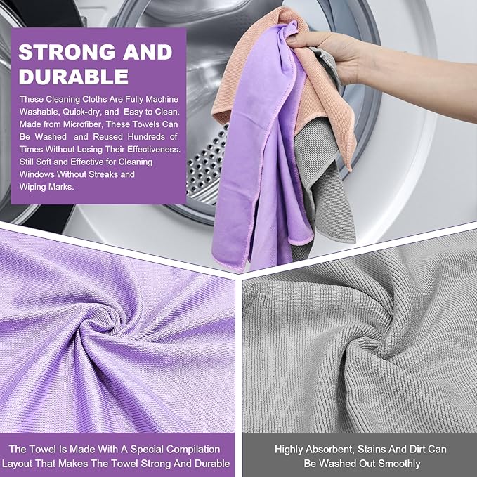 Window Cleaning Cloth - Purple: Streak-Free with Just Water. This Purple Window Cloth Cleans Smooth Surfaces, Allowing You to Clean Windows Without Leaving Streaks. Reusable Microfibre Window Cloth.
