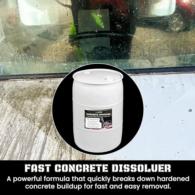 Heavy Concrete Remover – Dried Concrete & Cement Dissolver (Non-Corrosive, Biodegradable Acid Alternative), Industrial Bulk Size, 55-Gallon Drum
