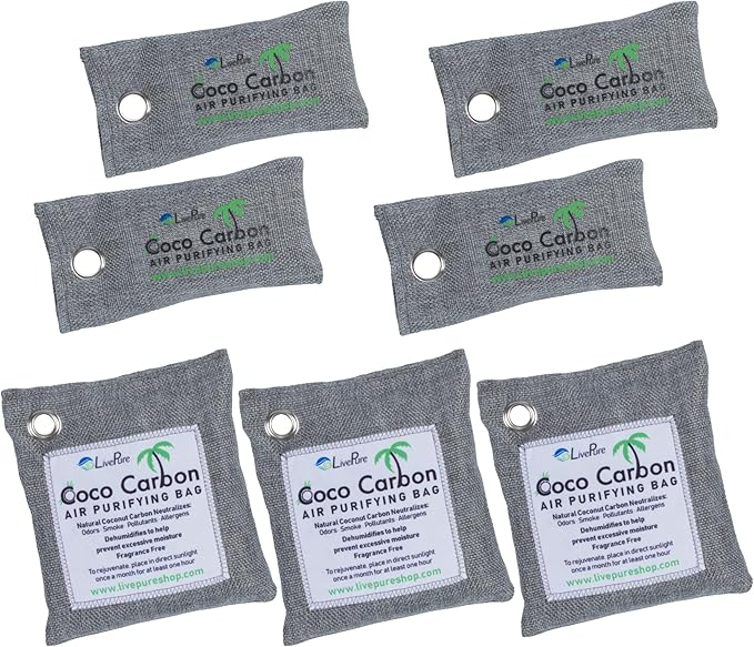 LivePure Natural Cococarbon Air Purifying Bag Value Pack - Grey
