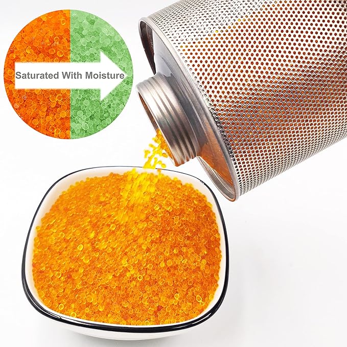 750 Grams 5 Pack Gun Safe Dehumidifier, Reusable Canister Desiccant Dehumidifier, Rechargeable 1.65 Lbs Indicating Silica Gel Orange To Green
