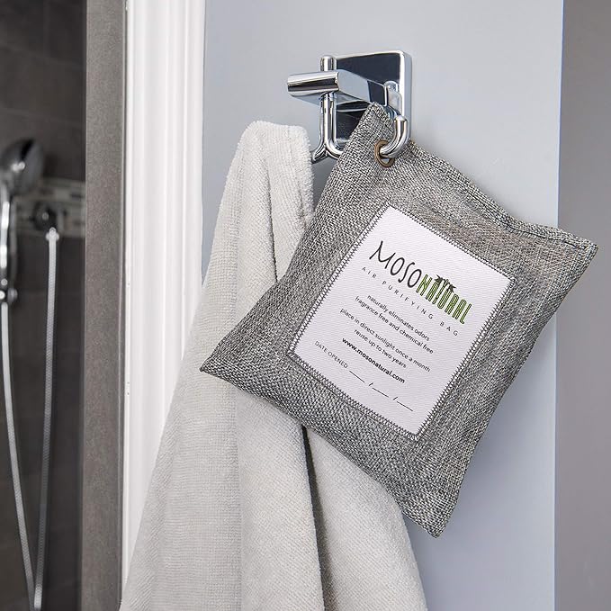 MOSO NATURAL Air Purifying Bag. Bamboo Charcoal Air Freshener, Deodorizer, Odor Eliminator, Odor Absorber for Cars and Home. 200g / 500g Charcoal Color