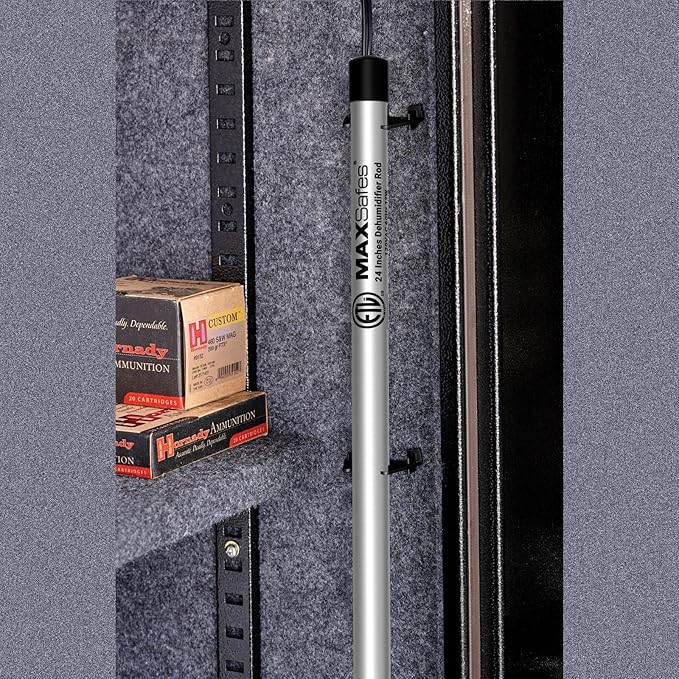 Gun Safe Dehumidifier Rod, Dry Rod - Easy Installation Plug-in Electric Dehumidifier Eliminates Moisture for Gun Safes & Cabinets, ETL Approved (24in)