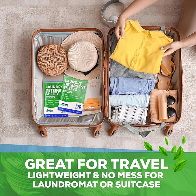 Eco Washer Sheets Detergent - 100 Loads, Zero Plastic Jugs, No Mess & Space-Saving Laundry Strips - Travel Laundry Detergent - 50 Sheets