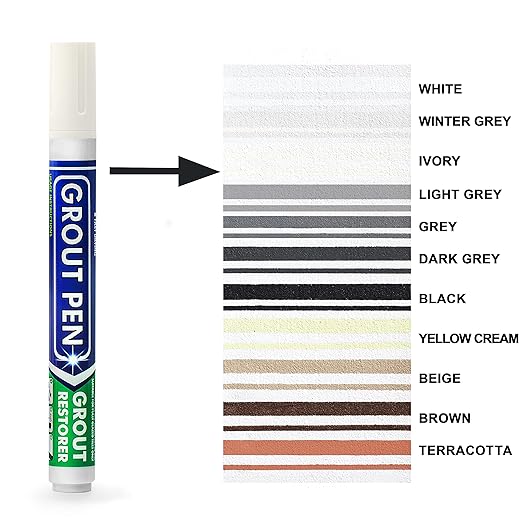 Grout Pen Tile Paint Marker: Ivory 1 Pack and 2 Pack with Extra Tips (Narrow, 5mm) - Waterproof Grout Colorant and Sealer Pen to Renew, Repair, and Refresh Tile Grout - Cleaner Floor Pens