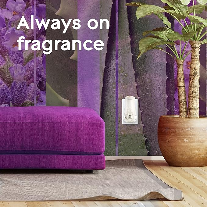 Glade PlugIns Refills Air Freshener Starter Kit, Scented and Essential Oils for Home and Bathroom, Lavender & Aloe, 3.35 Fl Oz, 1 Warmer + 5 Refills