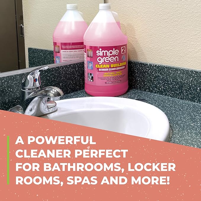 Simple Green 11101CT Clean Building Bathroom Cleaner Concentrate, Unscented, 1gal Bottle