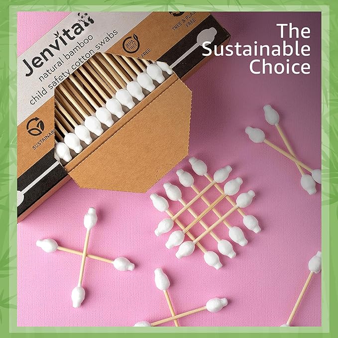 100% Bamboo Cotton Swabs for Ears (200-Pack) - Perfect for Baby & Personal Care | Double-Tipped Ear Swabs Cotton for Makeup & Cleaning | FSC Certified & Hypoallergenic, Made for All Ages & Pet