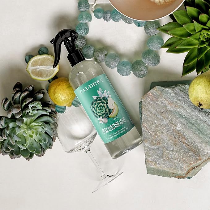 Caldrea Linen and Room Spray Air Freshener, Made with Essential Oils, Plant-Derived and Other Thoughtfully Chosen Ingredients, Pear Blossom Agave Scent, 16 oz, 2 Pack