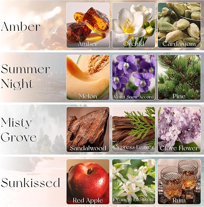 4 Refreshing Scent Bags Wood Car Air Freshener Vent Clip (Darkwood, Misty Grove)- Natural Scent Diffuser for Car, Truck & SUV with Premium Essential Oil Starter Kit Gift for Men & Women