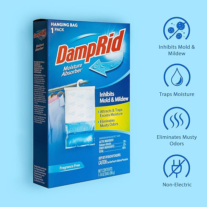 DampRid Fragance Free Hanging Moisture Absorber, 14 ounce (Pack of 6)
