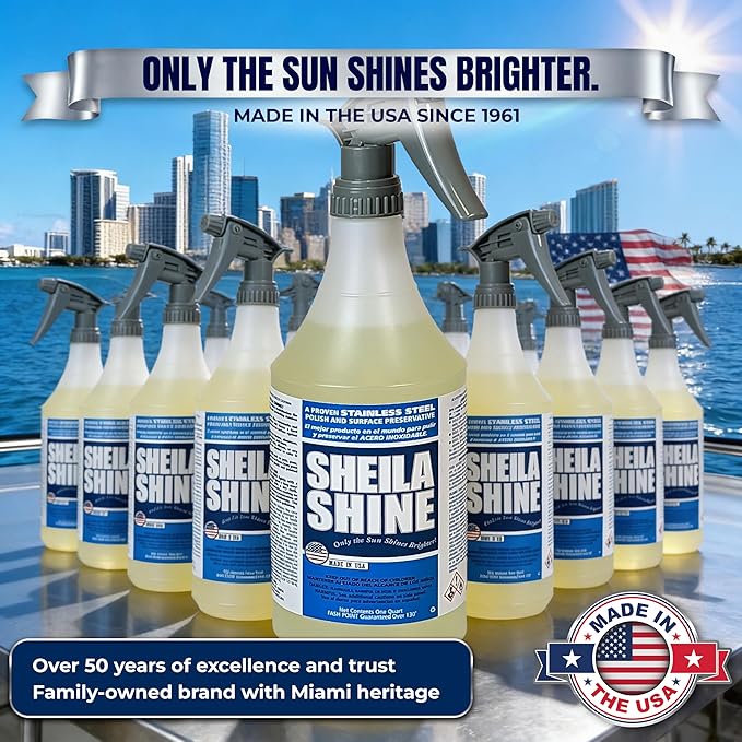 Sheila Shine Stainless Steel Cleaner & Polish – 1 Quart (32 fl oz) – Removes Fingerprints, Protects & Restores Shine on Stainless Steel, Chrome & Metal Surfaces