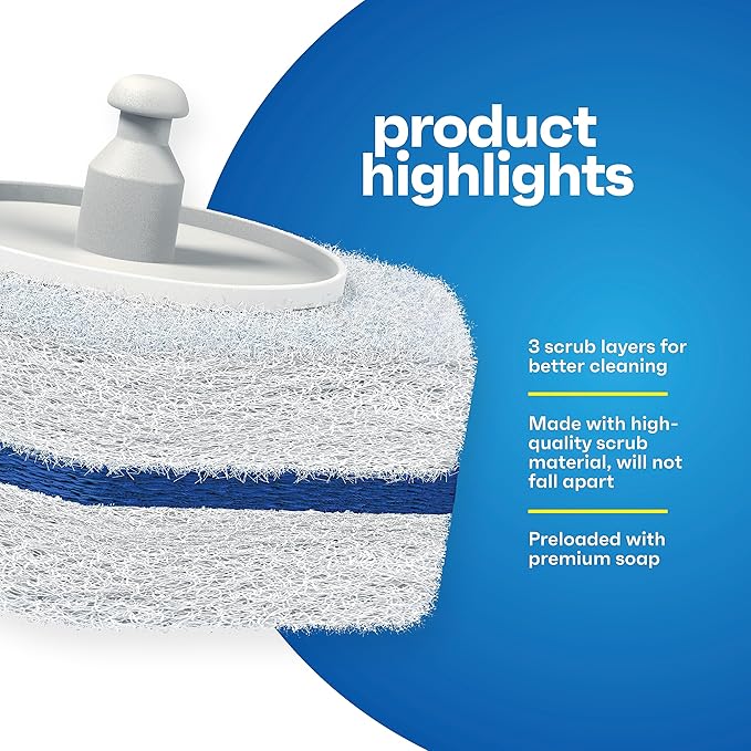 Disposable Prefilled Toilet Cleaning Scrubbers, 60 Count