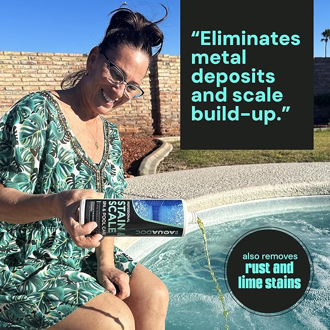 AquaDoc Spa Stain and Scale Control for Hot Tubs - 32oz - Hot Tub Descaler That Helps Prevent & Remove Metal Stains and Scale - Made in USA