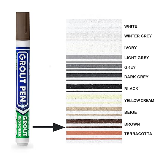 Grout Pen Tile Paint Marker: Brown 1 Pack and 2 Pack with Extra Tips (Narrow, 5mm) - Waterproof Grout Colorant and Sealer Pen to Renew, Repair, and Refresh Tile Grout - Cleaner Floor Pens
