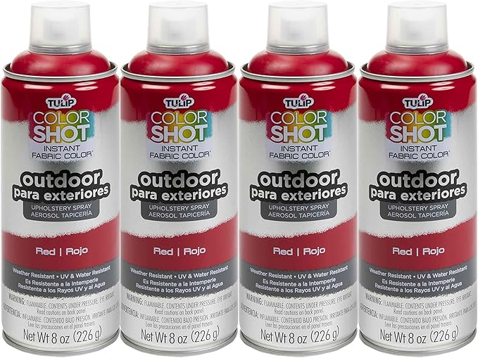 Bulk buy: Tulip ColorShot Outdoor Upholstery Spray Paint 8 oz, (Pack of 4), Red