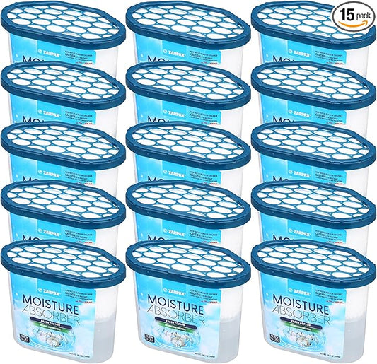 Moisture Absorber Fresh Cotton 10.5 oz/300g | Removes Moisture, Damp & Humidity | Odor Absorber With Fresh Cotton Fragrance | Moisture Trap for Bathroom, Closet, Kitchen | Set of 15