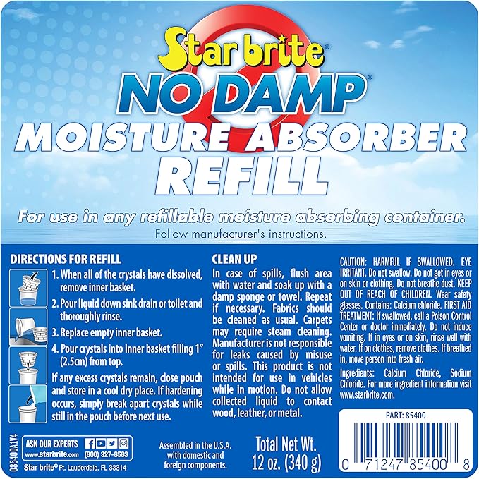 STAR BRITE No Damp Moisture Absorber & Dehumidifier - Simple, Portable, Humidity Control for Boats, RVs, Seasonal Homes & More - Prevent Musty Odor & Moisture Damage