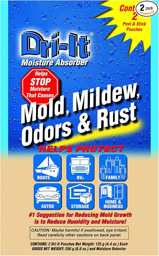 Dri-It MA-2-125-A Moisture Absorber with Disposable Peel and Stick Backing in a Twin-Pack , Blue