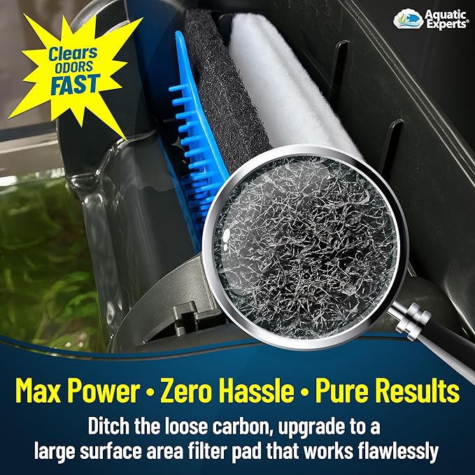 Aquarium Carbon Pad – Cut‑to‑Fit Carbon Infused Filter Pad Media for Crystal Clear Fish Tanks and Ponds, 3/8"–1/2" Thick (24 Inch Width, 36 Inch Long)