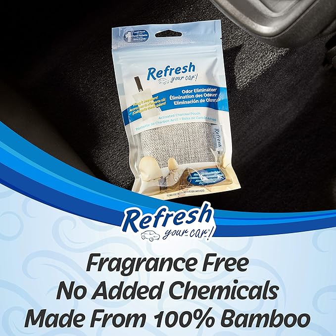 Refresh Your Car! Car Air Freshener And Deodorizer, Odor Eliminator Charcoal Deodorizer Bags, Set Of 2, Fragrance Free