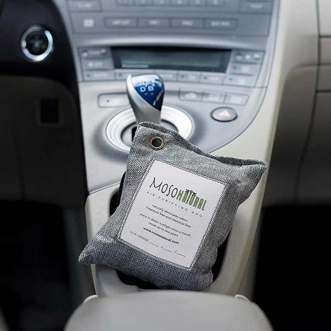 MOSO NATURAL Air Purifying Bag. Bamboo Charcoal Air Freshener, Deodorizer, Odor Eliminator, Odor Absorber for Cars and Home. 200g / 500g Charcoal Color