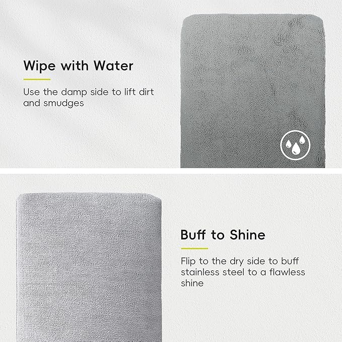 EKO Microfiber Cleaning Mitt for Stainless Steel – Lint-Free Reusable Polishing Cloth & Cleaning Glove, Machine Washable Streak-Free Cloth for Kitchen Appliances, Trash Can, Faucet, Mirror & Car