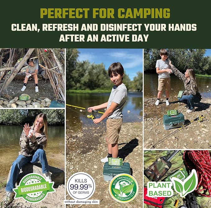 OFF GRID Hand and Body Wipes | Trusted Wipe of the US Military | Alcohol-Free Wipes | Plant-Based Wipes for Camping, Hiking, & More | Travel-Friendly & Flushable | 3 Pack