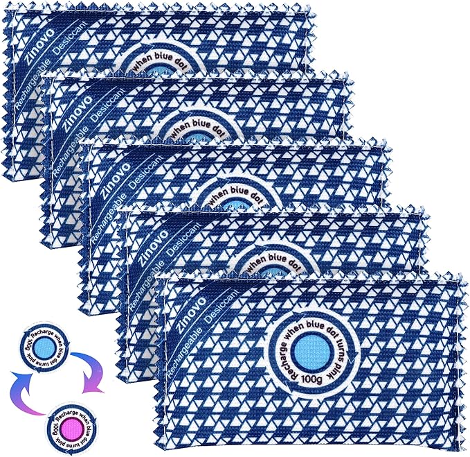 Dehumidifier Packs Bags For Car,5pcs/100g,Reusable Silica Gel,Moisture Absorber For Safes/Home Closets/Storage/Duffle Bag/Small Spaces