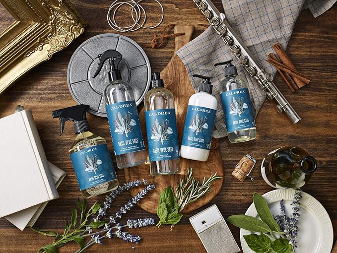 Caldrea Linen and Room Spray Air Freshener, Made with Essential Oils, Plant-Derived and Other Thoughtfully Chosen Ingredients, Basil Blue Sage, 16 oz, 2 Pack