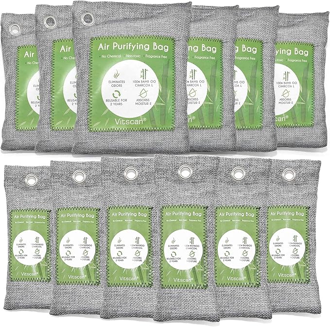 24 Pack Bamboo Charcoal Air Purifying Bag, Activated Charcoal Bags Odor Absorber, Moisture Absorber, Natural Car Air Freshener, Shoe Deodorizer, Odor Eliminators For Home, Pet, Closet