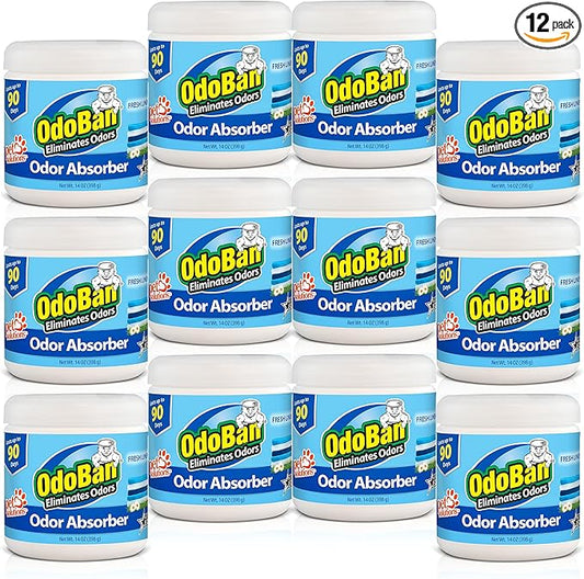 OdoBan Solid Odor Absorber Eliminator for Home and Small Spaces, Fresh Linen Scent, 14 Ounces Each, 12-Pack