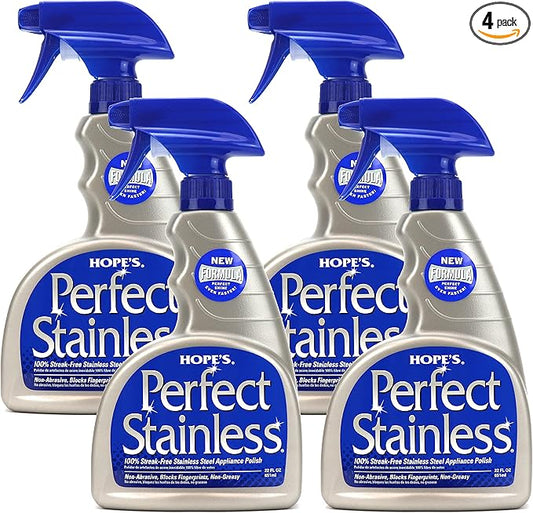 HOPE'S Perfect Stainless Steel Cleaner 22-Ounce, Streak-Free Self-Polishing Formula, Blocks Fingerprints, Pack of 4, 22 Ounce