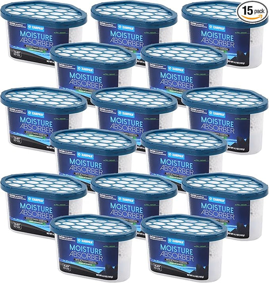 Moisture Absorber Activated Charcoal 6.5 oz/185g | Removes Moisture, Damp, Humidity & Odors | Odor Absorber | Moisture Trap for Bathroom, Closet, Kitchen & Small Spaces | Set of 15