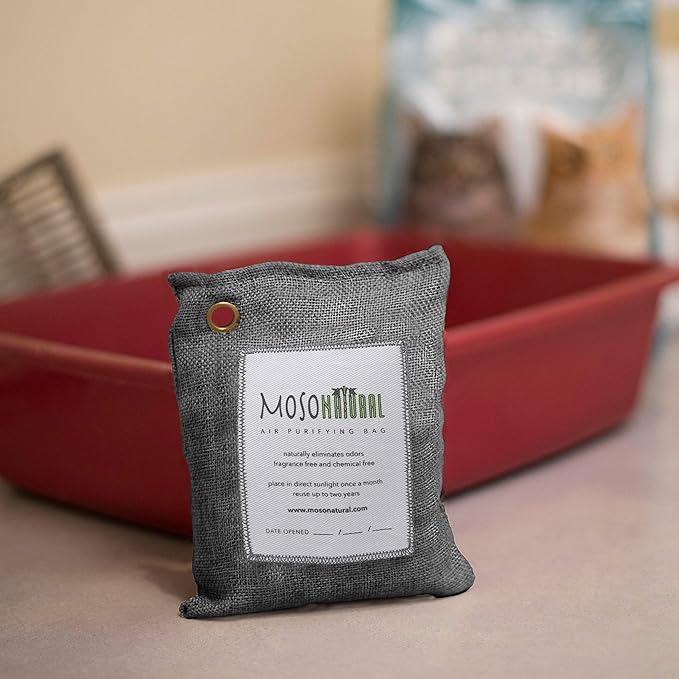 MOSO NATURAL Air Purifying Bag. Bamboo Charcoal Air Freshener, Deodorizer, Odor Eliminator, Odor Absorber for Cars and Home. 200g / 500g Charcoal Color