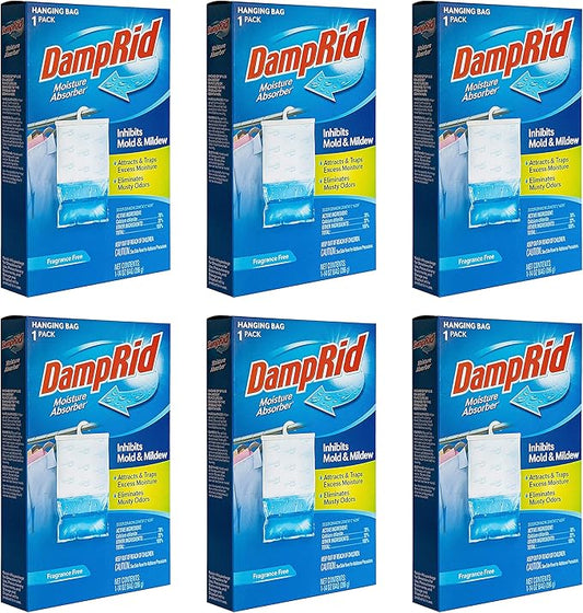 DampRid Fragance Free Hanging Moisture Absorber, 14 ounce (Pack of 6)