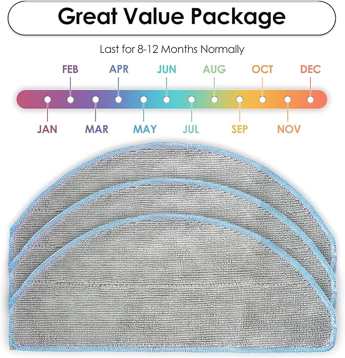 (3 Pack) Roomba 104 Q052020 Q0120 Y0140 Mop Pads for iRobot Vacuum 2 Essential Robot, Robot Vacuum and Mop Combo, Roomba 104, Roomba 105 Combo Robot Vacuum, Y0110, Q011, Mop Cloths