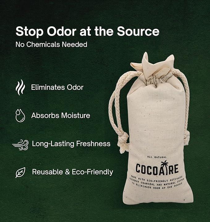 Shoe Deodorizer – Coconut Charcoal Odor Absorber (2 Pack, 125g Each) – Extra Strength Activated Coconut Shell Charcoal – Removes Moisture from Shoes, Gym Bags & Closets – Reusable & Unscented