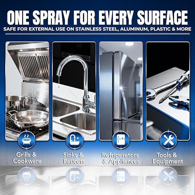 Sheila Shine 3oz Stainless Steel Cleaner and Polish - Cleans, Polishes & Protects Kitchen Appliances, Refrigerators, Sinks, Ovens & Grills - Stainless Cleaner Spray for Residue & Streak Free Shine