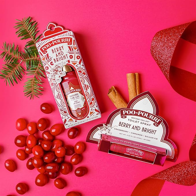 Poo-Pouri Before-You-Go Holiday Toilet Spray, Berry and Bright, 2 Fl Oz - Cranberry, Cinnamon and Balsam Fir
