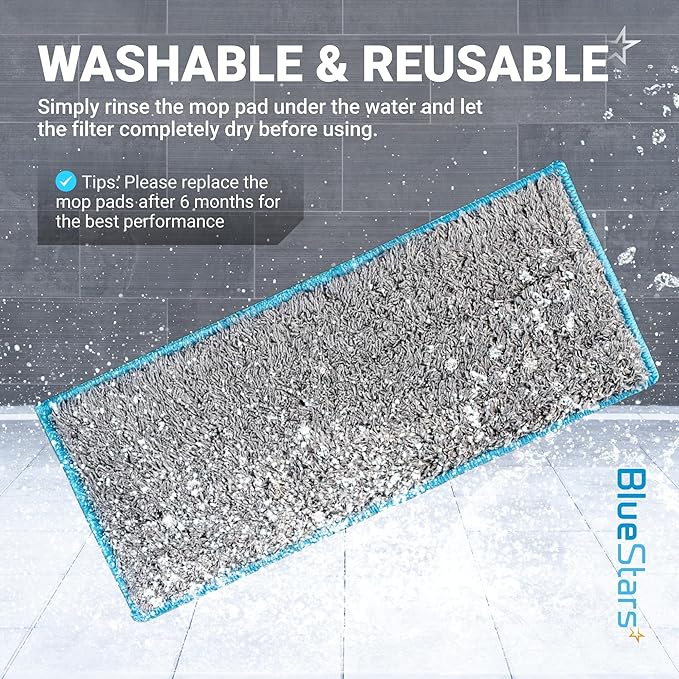 BlueStars 10 Packs m6 Washable and Reusable Wet Mopping Pads - Compatible with iRobot Braava Jet M Series Braava Jet m6 (6110) (6012) (6112) (6113) Ultimate Robot Mop - Microfiber Deep Clean Mop Pads