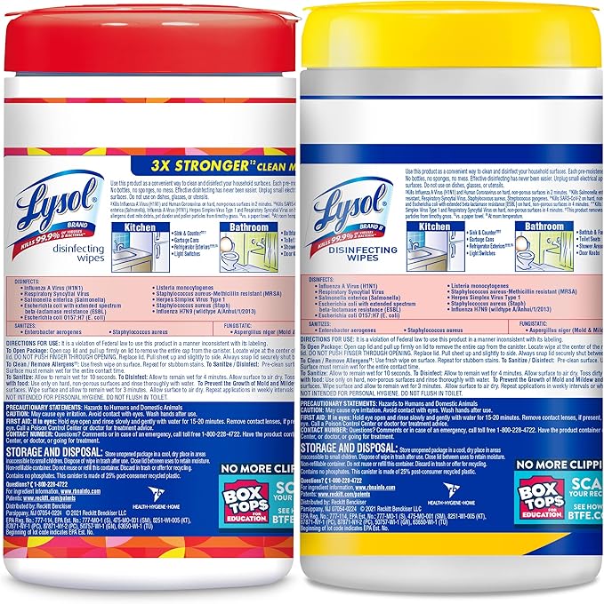 Lysol Disinfectant Wipes, Multi-Surface Antibacterial Wipes for Disinfecting and Cleaning, Mixed Fragrance pack containing Lemon & Lime Blossom (2 Packs) and Mango and Hibiscus (1 Pack)