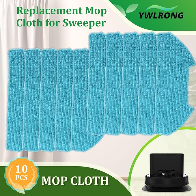 10PCS Mop Pads for BObsweep Dustin Self-Emptying PET24-7-213 Cleaning Pads for Ultravision Self-Emptying PET24-7-313/ RC400 Mop Pad Robot Vacuum Replacement Pars