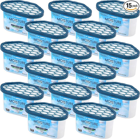Moisture Absorber Fresh Cotton 6.5 oz/185g | Removes Moisture, Damp & Humidity | Odor Absorber With Fresh Cotton Fragrance | Moisture Trap for Bathroom, Closet, Kitchen | Set of 15