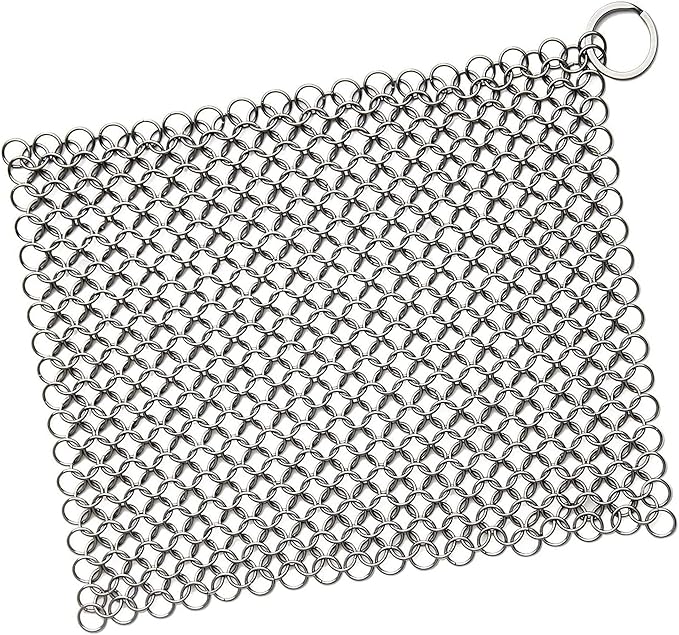 Scrubber Chainmail - Cleaner for Cast Iron Stainless Steel Anodized Cookware Scraper Cleaning Dutch Ovens Scourer for All Types of Skillet Griddles Cast Iron Pans Pots Grills & Dutch Ovens By Krisp